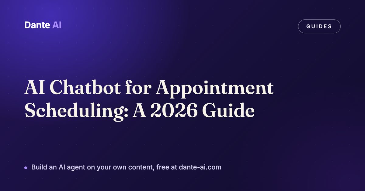 AI chatbot booking an appointment in a website chat window while a calendar fills in the background