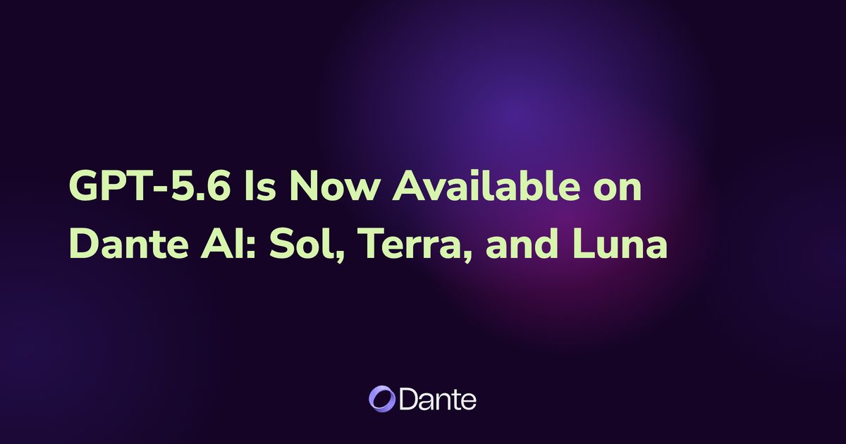 GPT-5.6 Is Now Available on Dante AI: Sol, Terra, and Luna
