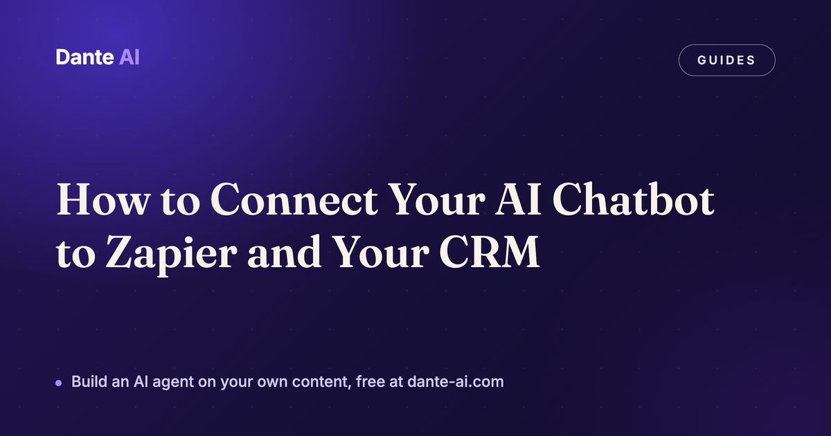 AI chatbot connected through Zapier to a CRM, email inbox, and team messenger